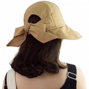 Sun Hats Women's Ponytail Sun Hat Summer Foldable UV Protection Hats Wide Brim Beach Hat - Khaki - CR18T3EL7DN $19.92