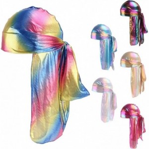 Skullies & Beanies Silky Durags for Men/Womens Waves Cap-Extra Long-Tail Hologram Headwraps for 360 Waves - A1 - Colorful Pur...