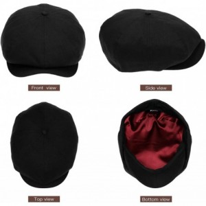 Newsboy Caps Newsboy Hats Men Flat Cap Gatsby Snap Classic Herringbone Twill Vintage 8 Panel Hat - Black - CY1984Z35ZO $13.71