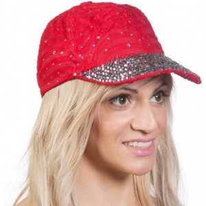 Baseball Caps Womens Jeweled Baseball Caps - Red - CY11SEO99FN $15.72