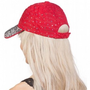 Baseball Caps Womens Jeweled Baseball Caps - Red - CY11SEO99FN $15.72