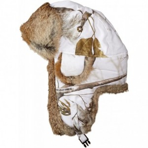 Bomber Hats Canvas Aviator Pilot Bomber Hat Real Rabbit Fur Trapper Hunting Cap - Real Tree Ap Snow/Brown - CM12GX5W3EN $91.55