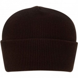 Skullies & Beanies 100% Soft Acrylic Solid Color Classic Cuffed Winter Hat - Made in USA - Brown - CA187ITLDMS $68.32