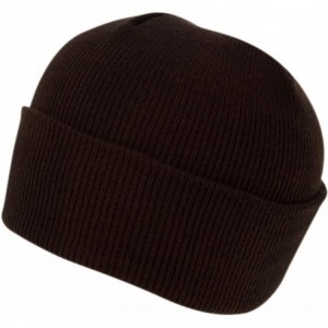Skullies & Beanies 100% Soft Acrylic Solid Color Classic Cuffed Winter Hat - Made in USA - Brown - CA187ITLDMS $31.83