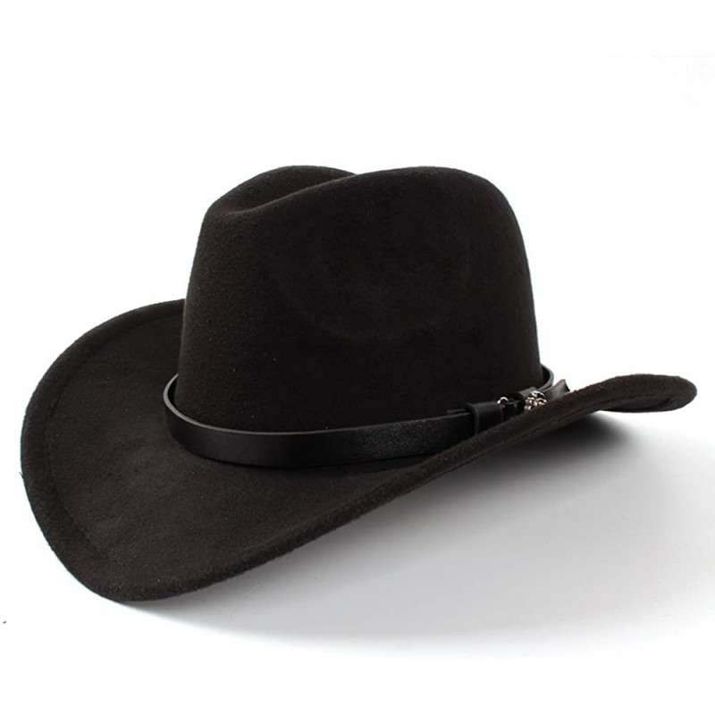 Cowboy Hats Men's Western Cowboy Hat Lady Felt Cowgirl Sombrero Caps Cap for Women - Black - CB18UYU2ZZN $31.94