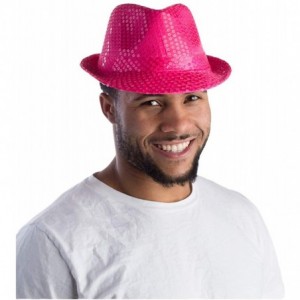 Fedoras Colorful Sequined Fedora Hat for Adults - Pink - CA11YMQC1PH $19.65