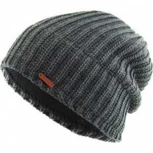 Skullies & Beanies Super Warm Slouchy Fleeced Long Beanie Warm Fur Lined Winter Knit Hat Thick Skull Cap - CK18GL95X9N $26.75