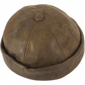 Baseball Caps Irish Faux Leather No Bill Fashion Sexy Club Ball Cap Baseball Hat Truckers - Brown - CA185E3URTA $45.70