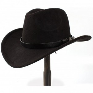 Cowboy Hats Men's Western Cowboy Hat Lady Felt Cowgirl Sombrero Caps Cap for Women - Black - CB18UYU2ZZN $31.94