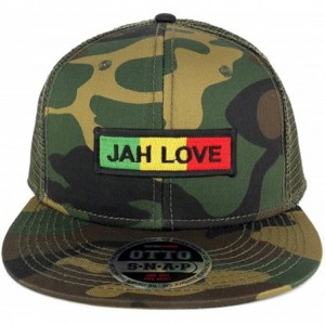 Baseball Caps Jah Love Green Yellow Red Embroidered Patch Camo Flat Bill Snapback Mesh Cap - Olive - CL183ZYSEYR $33.36