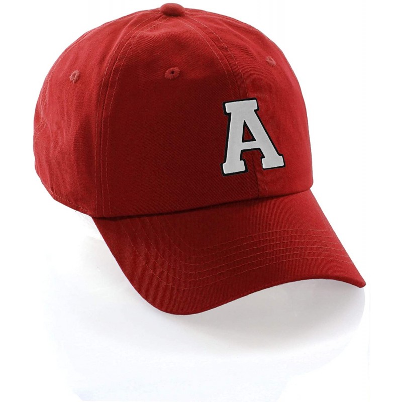 Baseball Caps Customized Letter Intial Baseball Hat A to Z Team Colors- Red Cap Black White - Letter a - CA18NR7MEYM $15.64