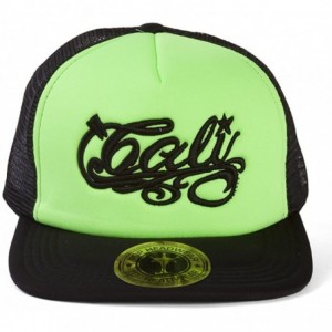 Sun Hats Cali Script Trucker Hat - Neon Green/Black - C711N38S9ER $24.78