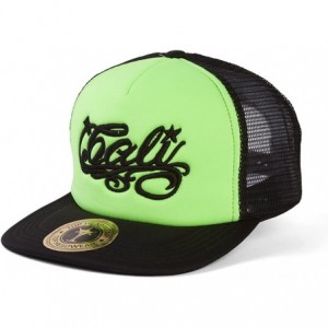 Sun Hats Cali Script Trucker Hat - Neon Green/Black - C711N38S9ER $26.39