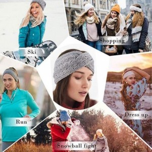 Cold Weather Headbands Womens Winter Warm Beanie Headband Soft Stretch Skiing Cable Knit Cap Ear Warmer Headbands - 05-grey -...