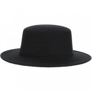 Fedoras Adult Women Men Flat Top Hat Fedora Hats Trilby Caps Panama Hat Jazz Cap - Black - CV180ES786C $20.61