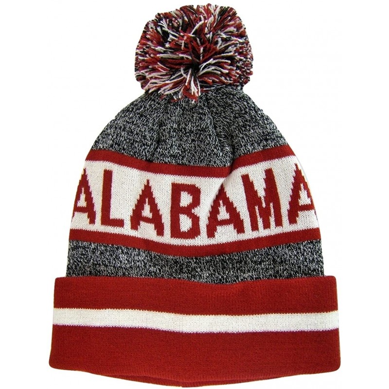 Skullies & Beanies Alabama Adult Size Winter Knit Beanie Hats - Crimson/Gray/White - C518NUM2DLI $16.31