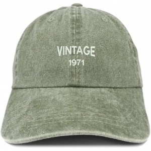 Baseball Caps Small Vintage 1971 Embroidered 49th Birthday Washed Pigment Dyed Cap - Olive - CN18C6XILIN $33.87
