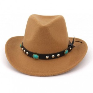 Cowboy Hats Men & Women's Felt Wide Brim Western Cowboy Hat - S-camel - C918XH8GE8T $29.30