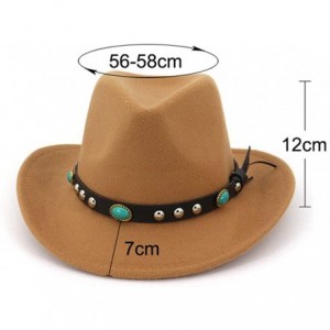 Cowboy Hats Men & Women's Felt Wide Brim Western Cowboy Hat - S-camel - C918XH8GE8T $15.89