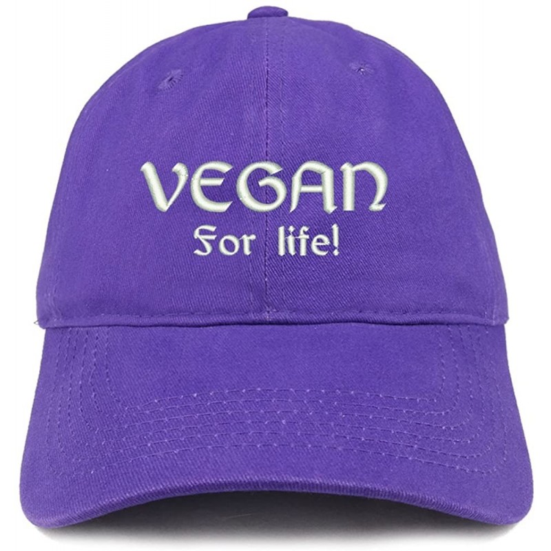 Baseball Caps Vegan for Life Embroidered Low Profile Brushed Cotton Cap - Purple - CG188T97ISD $16.56