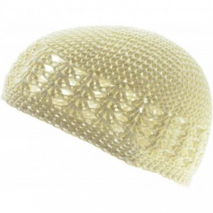 Skullies & Beanies 100% Cotton Kufi Crochet Beanie Skull Cap Knit Hat - Off-white - CE11IIAPFA9 $18.84