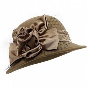 Bucket Hats Women Solid Color Winter Hat 100% Wool Cloche Bucket with Bow Accent - Style3_camel - C418YYLH7XY $43.71