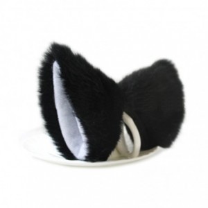 Headbands Cat Long Fur Ears Hair Clip Headwear Headband Cosplay Halloween Costume Orecchiette (Black with White inside) - CM1...