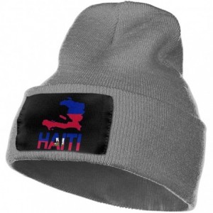 Skullies & Beanies Haiti Map Flag and Text Men Women Knit Hats Stretchy & Soft Ski Cap Beanie - Deep Heather - CI18LX0CTAS $3...
