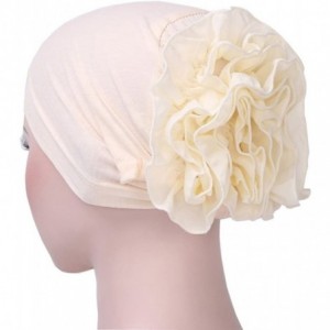 Skullies & Beanies Women Muslim Solid Flowers Cancer Chemo Hat Fashion Turban Headbands Hair Loss Wrap Cap - Beige - C8185U6S...