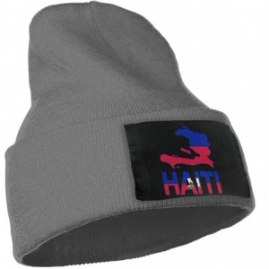 Skullies & Beanies Haiti Map Flag and Text Men Women Knit Hats Stretchy & Soft Ski Cap Beanie - Deep Heather - CI18LX0CTAS $1...