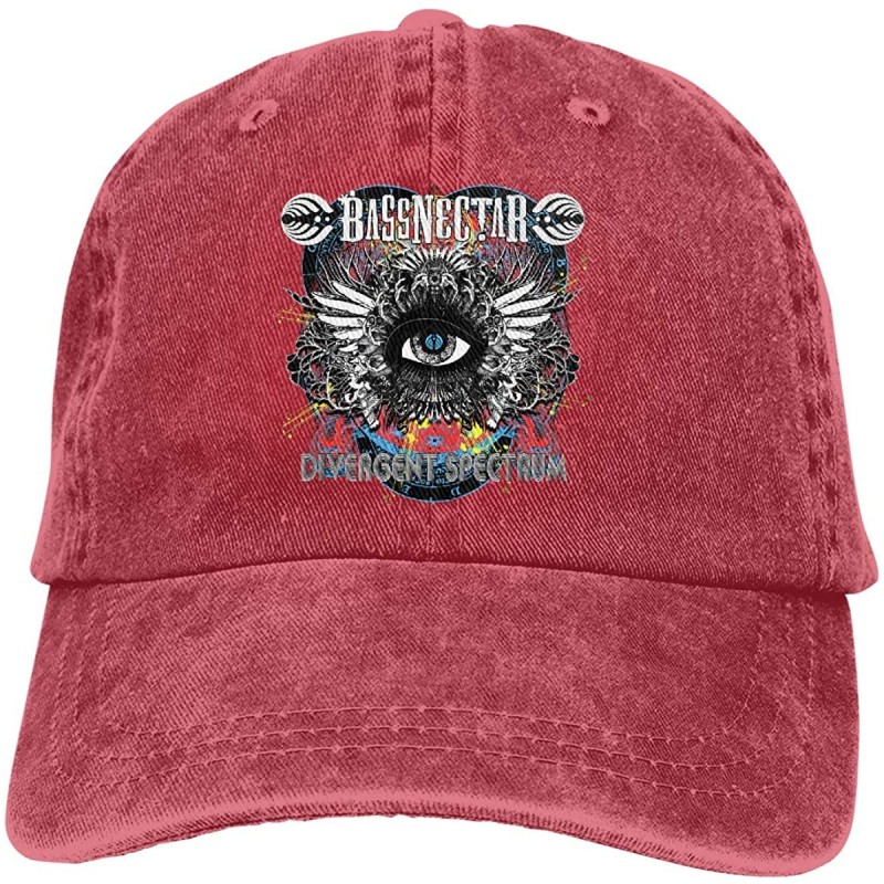 Baseball Caps Mens & Women's Washed Dyed Adjustable Jeans Baseball Cap with Bassnectar Logo - Red - CO18X6AS3A0 $12.70