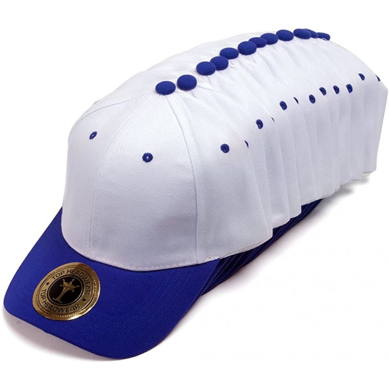 Baseball Caps 12-Pack Adjustable Baseball Hat - White/Royal - C3127DPU74Z $25.46