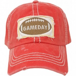 Baseball Caps Distressed Embroidered Patchwork Cotton Baseball Visor Sun Cap Dad Hat - Gameday- Coral - CK18Z4TXC0R $11.92