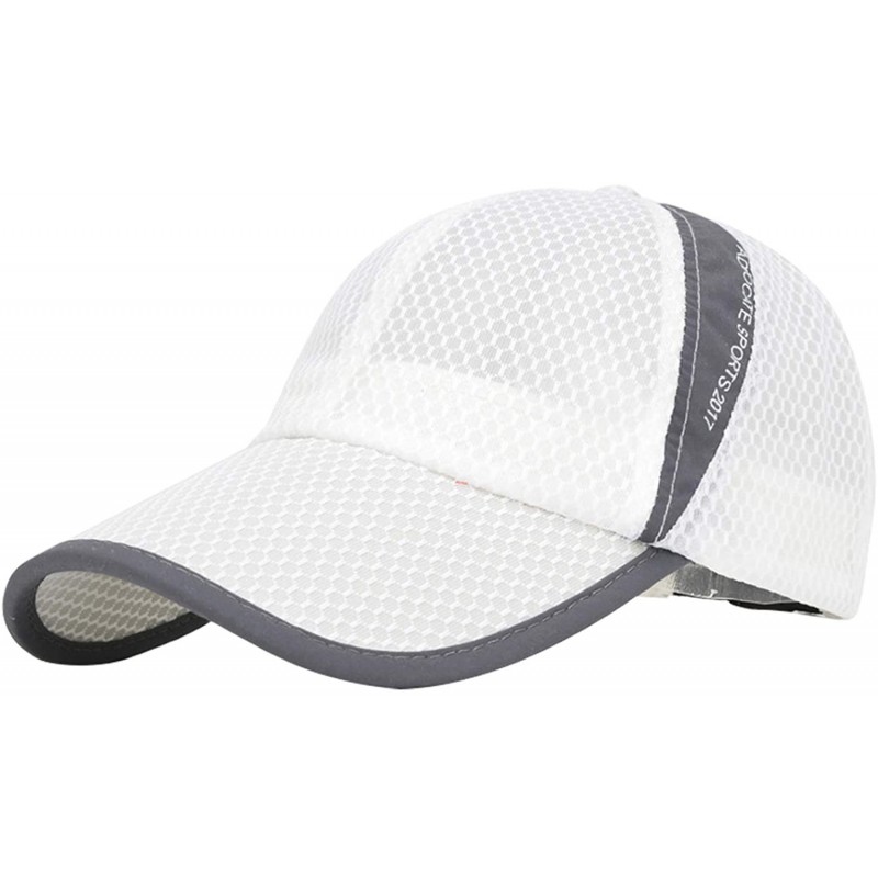 Sun Hats Unisex Mesh Tennis Cap Outdoor Anti-UV Quick Dry Adjustable Running Baseball Hat - White - CC18RW3MZ25 $12.21