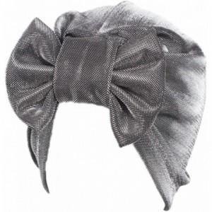 Skullies & Beanies Womens Removable Bowknot Hijab Turban Dual Purpose Cap - Grey - CB182IU3O6M $23.44