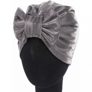 Skullies & Beanies Womens Removable Bowknot Hijab Turban Dual Purpose Cap - Grey - CB182IU3O6M $21.86
