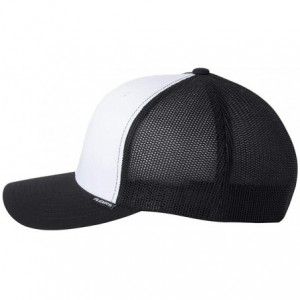 Baseball Caps Men's Two-Tone Stretch Mesh Fitted Cap - Black/White/Black - CR11OC0Q6T5 $27.94