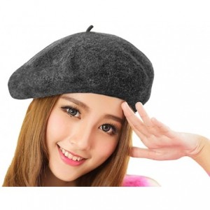 Berets Chic 100% Wool Winter Warm Classic French Beret Beanie Hat Cap for Women Girls - Solid Color - Grey - C812N4ZL0I2 $21.18