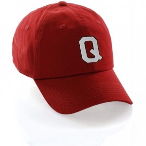 Baseball Caps Customized Letter Intial Baseball Hat A to Z Team Colors- Red Cap Black White - Letter Q - CO18NTDOGTR $28.04