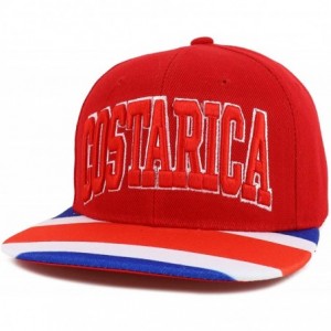 Baseball Caps Country Name 3D Embroidery Flag Print Flatbill Snapback Cap - Costarica Red - CZ18W40E625 $41.39