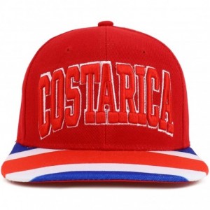 Baseball Caps Country Name 3D Embroidery Flag Print Flatbill Snapback Cap - Costarica Red - CZ18W40E625 $20.46