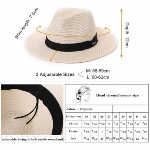 Fedoras Womens Straw Fedora Brim Panama Beach Havana Summer Sun Hat Party Floppy - 00715_white - C918R960O43 $21.86