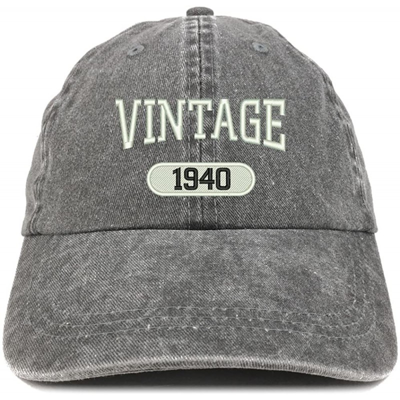 Baseball Caps Vintage 1940 Embroidered 80th Birthday Soft Crown Washed Cotton Cap - Black - C2180WUNUH7 $15.40