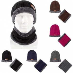 Skullies & Beanies Clearance Deals!!Fashion Scarf Hat Set Men Winter Warm Solid Color Woolen Yarn Outdoor Caps Coffee - Coffe...