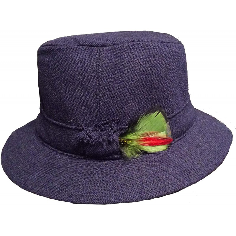 Fedoras Men's Donegal Tweed Original Irish Walking Hat - Navy - CG18NQRHER2 $110.06