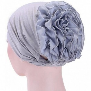 Skullies & Beanies Women Flower Muslim Ruffle Cancer Chemo Hat Beanie Turban Head Wrap Cap - Gray - C61804O0437 $20.73