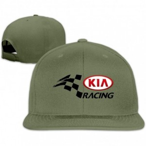 Baseball Caps Men's KIA Racing A Flat-Brim Caps Adjustable Freestyle Caps - Moss Green - CG18WLQNASZ $29.15