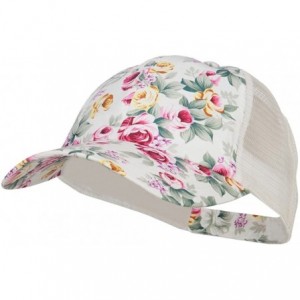 Baseball Caps Floral Print Mesh Trucker Cap - White - CQ12HV9Q5NP $18.53