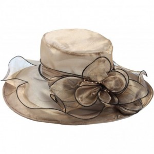 Sun Hats Women's Wedding Dress Church Hat Flowers Gauze Sun Derby Hat - Coffee - C0183KNELIA $21.04