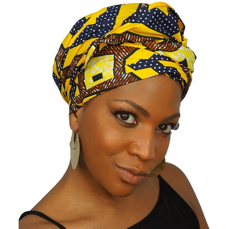 Headbands 100% African Wax Cotton Ankara Print Headwraps & Turbans - Authenthic Kente Fabric Head Wraps - Like It's Golden - ...